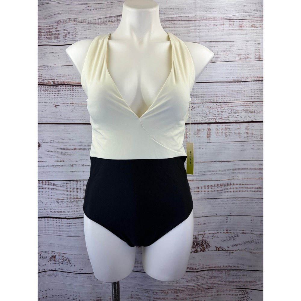 Summersalt The Deep Dive One Piece Swimsuit Ivory Black Colorblock Size 8 NWT